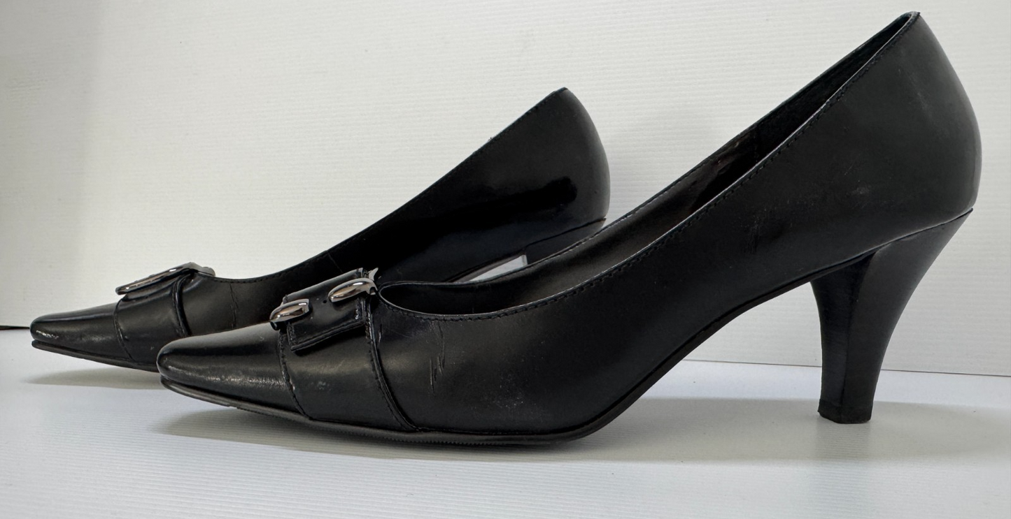 Sandler Black Black Leather Shoes Pumps Size 10.5 B Aus 39 Eu As New