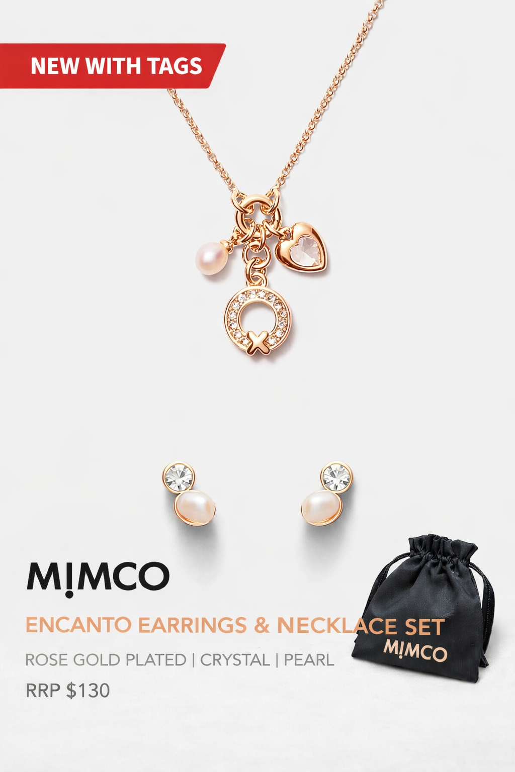 MIMCO Mystique Earrings Duo set  in Rose Gold 4 pieces✨ with Dust Bag RRP $130 ✨