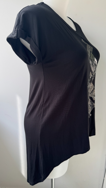 Taking Shape Embellished Sequin T-shirt in Black Plus Size XXS 12-14🖤Stunning🖤