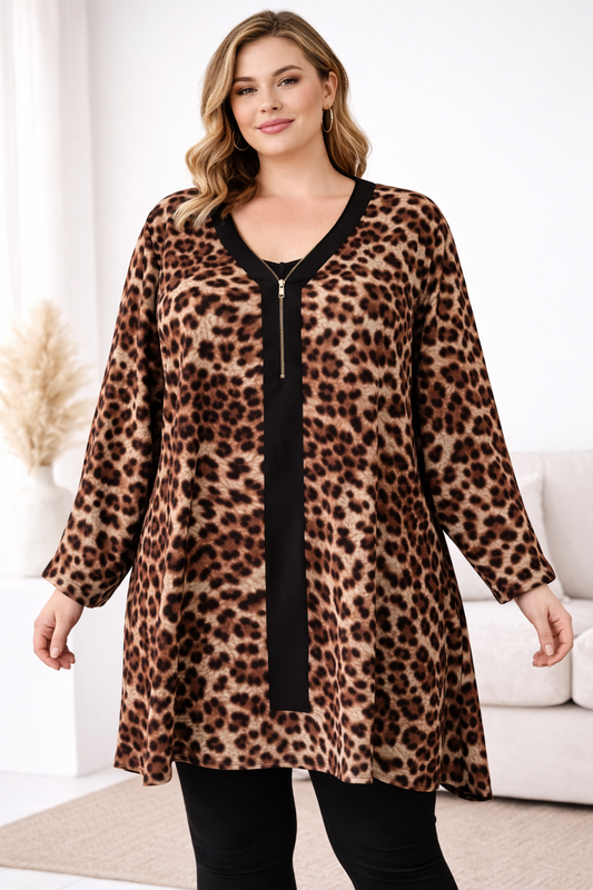 ✨ Autograph Leopard Print Top – Plus Size 24 new with Tags, Zip front ✨ RRP $60