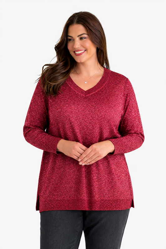 BEME Lurex Long Sleeve Knit Top Plus Size 18 (M) Red New RRP $95 🌟 Stunning🌟