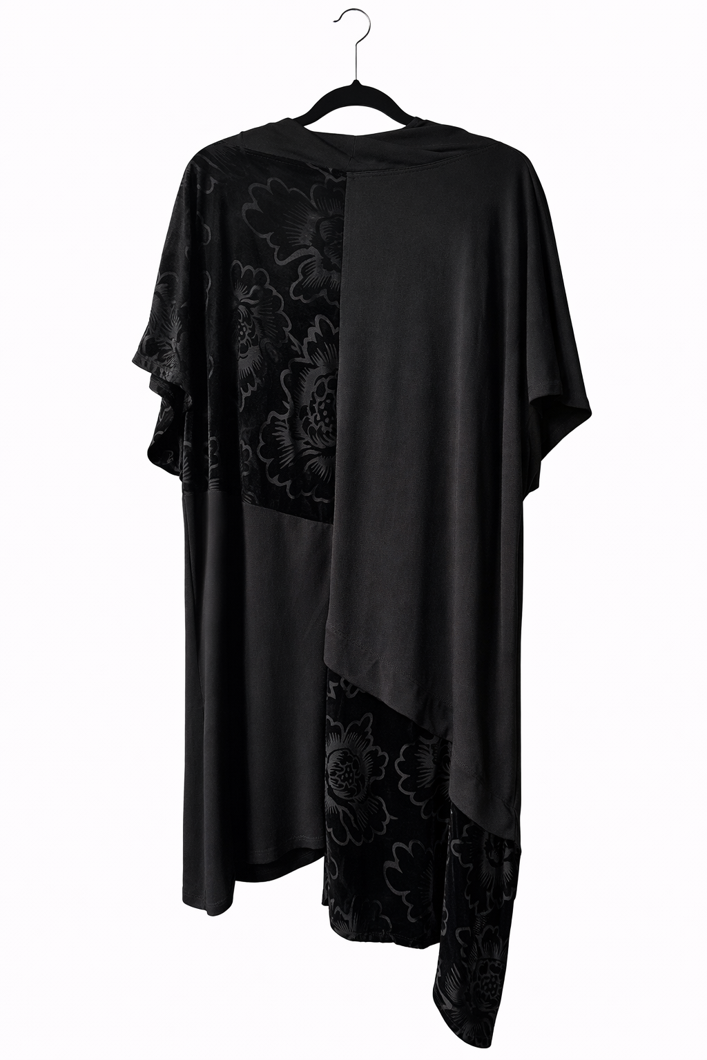 🖤 Taking Shape Black Velvet Panel Tunic Top Plus Size M 18-20 Asymmetric Hem 🖤