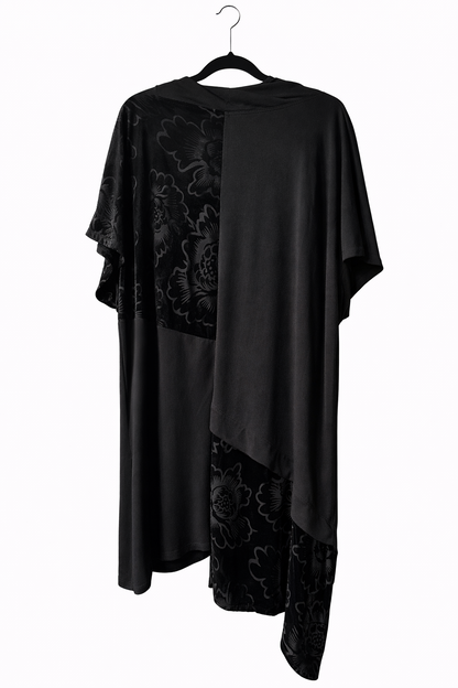 🖤 Taking Shape Black Velvet Panel Tunic Top Plus Size M 18-20 Asymmetric Hem 🖤