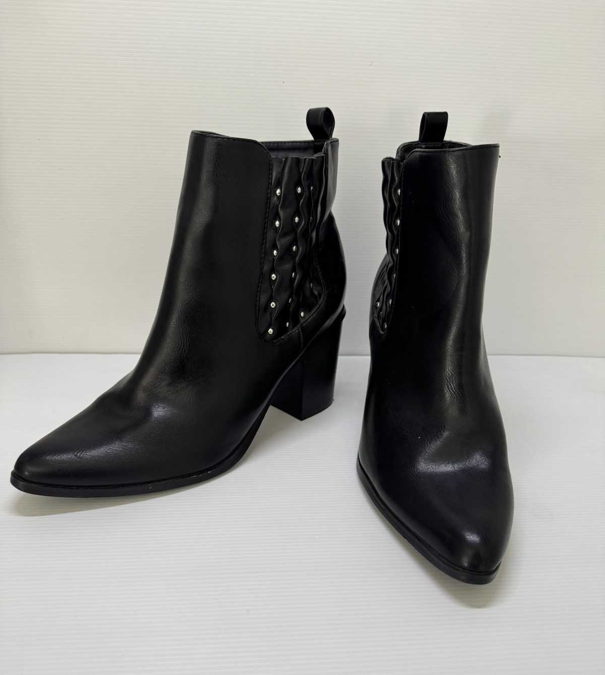 City Chic Joelle Ankle Boots Black EU 41 AS/US 10 - 8cm Block Heel 🖤 New 🖤