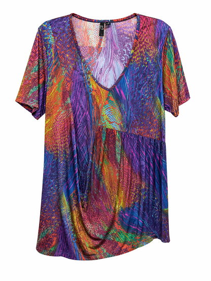 Taking Shape Colourful Flattering asymmetric hemline Plus Size XXS 12-14 No Iron