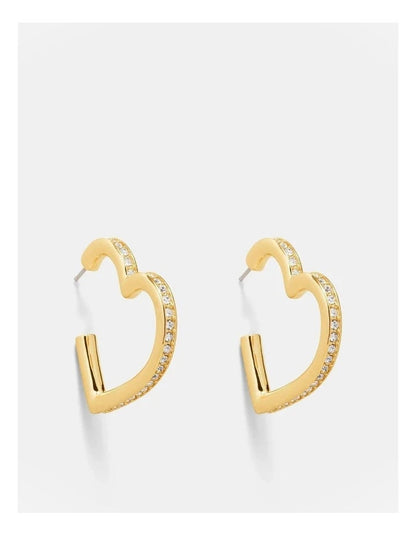 Mimco Passionate Heart Hoop Earrings Genuine NEW-  Gold  & Crystals RRP $80