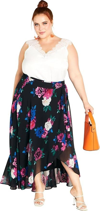City Chic Michaela Print Wrap Skirt Women's Plus Size L 20 ⭐RRP $99⭐ As New