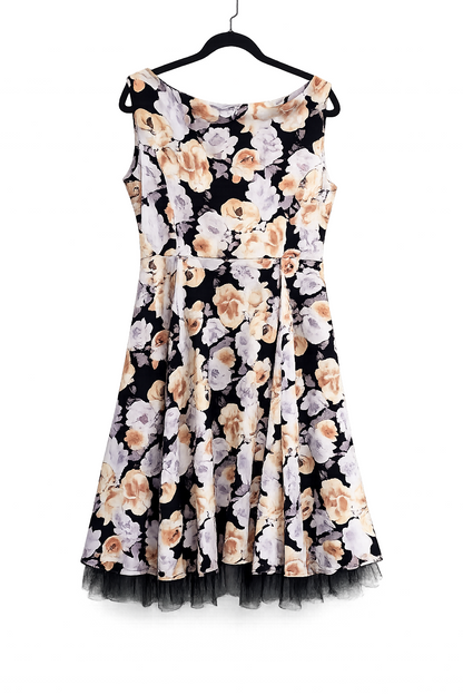 ❤️ Hearts & Roses London Vert Shadow Floral Dress Retro 50s Plus Size 20-22 ❤️
