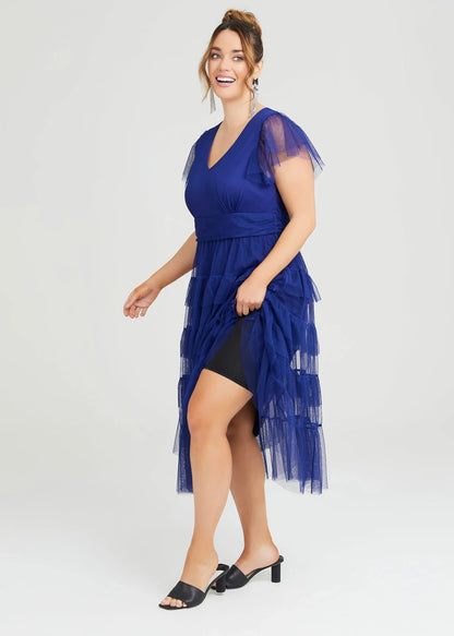 Taking Shape Cassandra Ruffle Mesh Formal Dress light Blue Plus Size 20 RRP $250