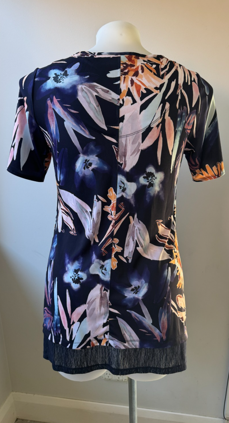 Taking Shape Blue Floral Easycare Top XXS Plus Size 12-14 As New