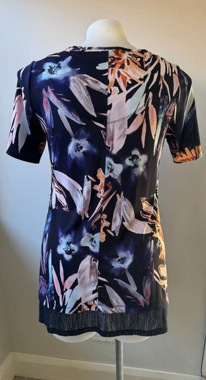 Taking Shape Blue Floral Easycare Top XXS Plus Size 12-14 As New