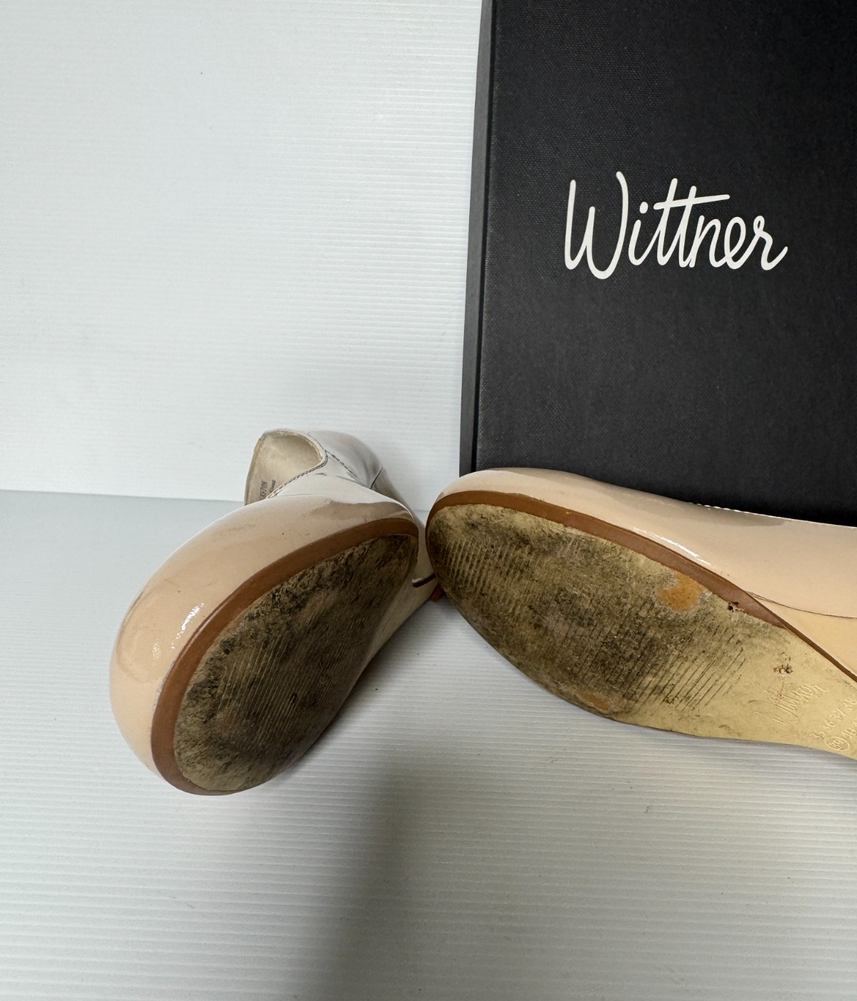 Wittner Winston Nude Patent Low Wedges Stunning & Versatile RRP $140 As New EU39