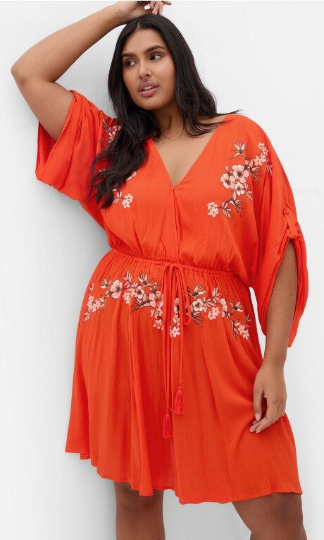 City Chic Seville Tunic Dress - tiger lily Plus Size L - 20 RRP $90