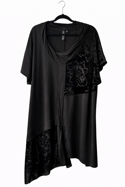 🖤 Taking Shape Black Velvet Panel Tunic Top Plus Size M 18-20 Asymmetric Hem 🖤