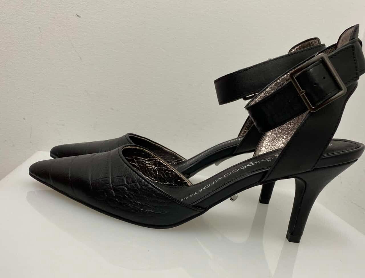 Taking Shape Serena Pointed Toe Black Leather Stiletto. New RRP $169.95