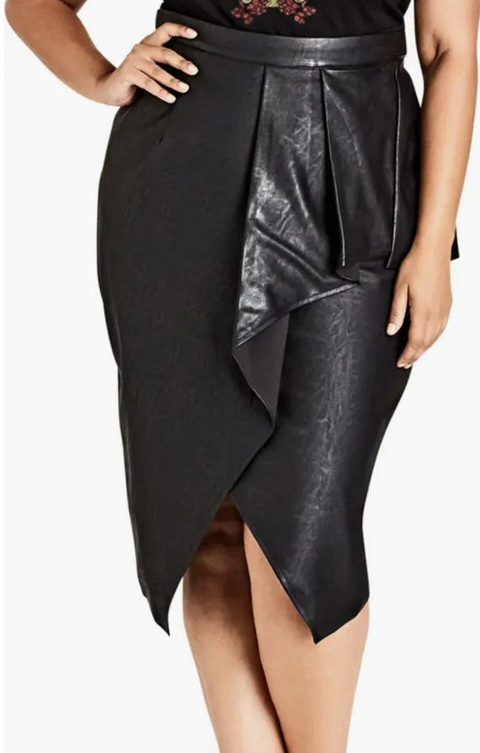 CITY CHIC Plus Size Pleather Play Skirt Black Plus Size 20 new with Tags RRP$160