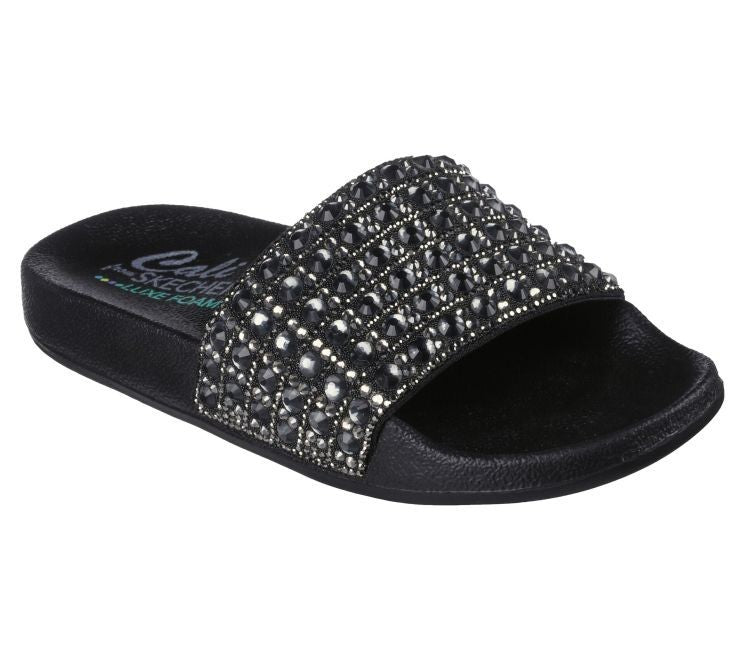 Skechers Cali Everyday Glam Black diamanté Slides US 10 New without Box RRP $80