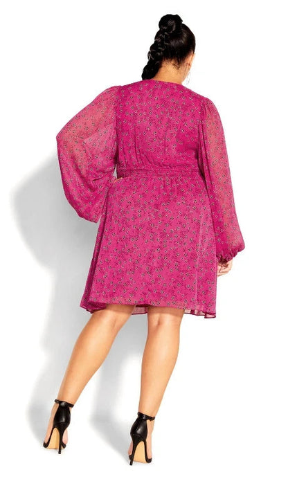 City Chic Ladies Jenna Long Sleeve Dress size L 20  Colour Sangria RRP $140