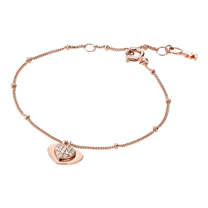 Michael Kors MK Heart Love Rose Gold Plated Silver Bracelet New RRP $245 Genuine