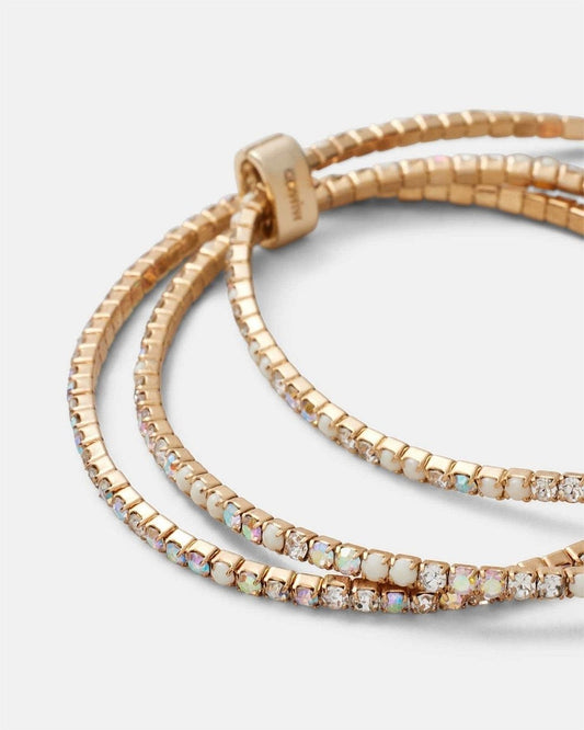 MIMCO TRIO WRIST Bracelet  Stretch Bead Shimmy Gold Ivory + Dust Bag New Genuine
