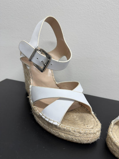 MIMCO Leather Flatform Wedge Heels Sandals - White - EU 40 / AU 9