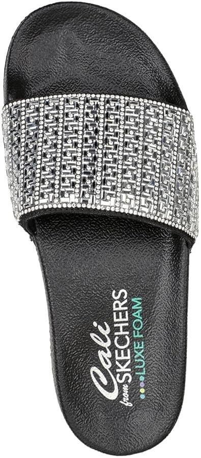 Skechers Cali Everyday Glam Black diamanté Slides US 10 New without Box RRP $80