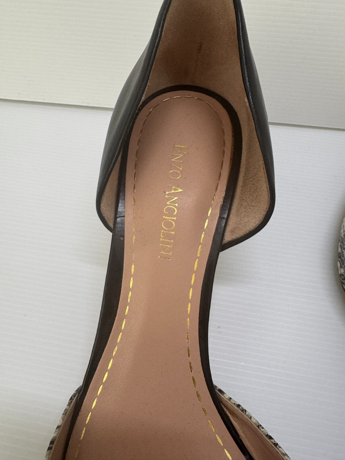 ENZO ANGIOLINI Eagabrino Black & White Pointed Toe High Heels Leather worn once