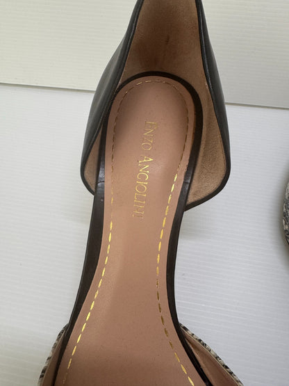 ENZO ANGIOLINI Eagabrino Black & White Pointed Toe High Heels Leather worn once