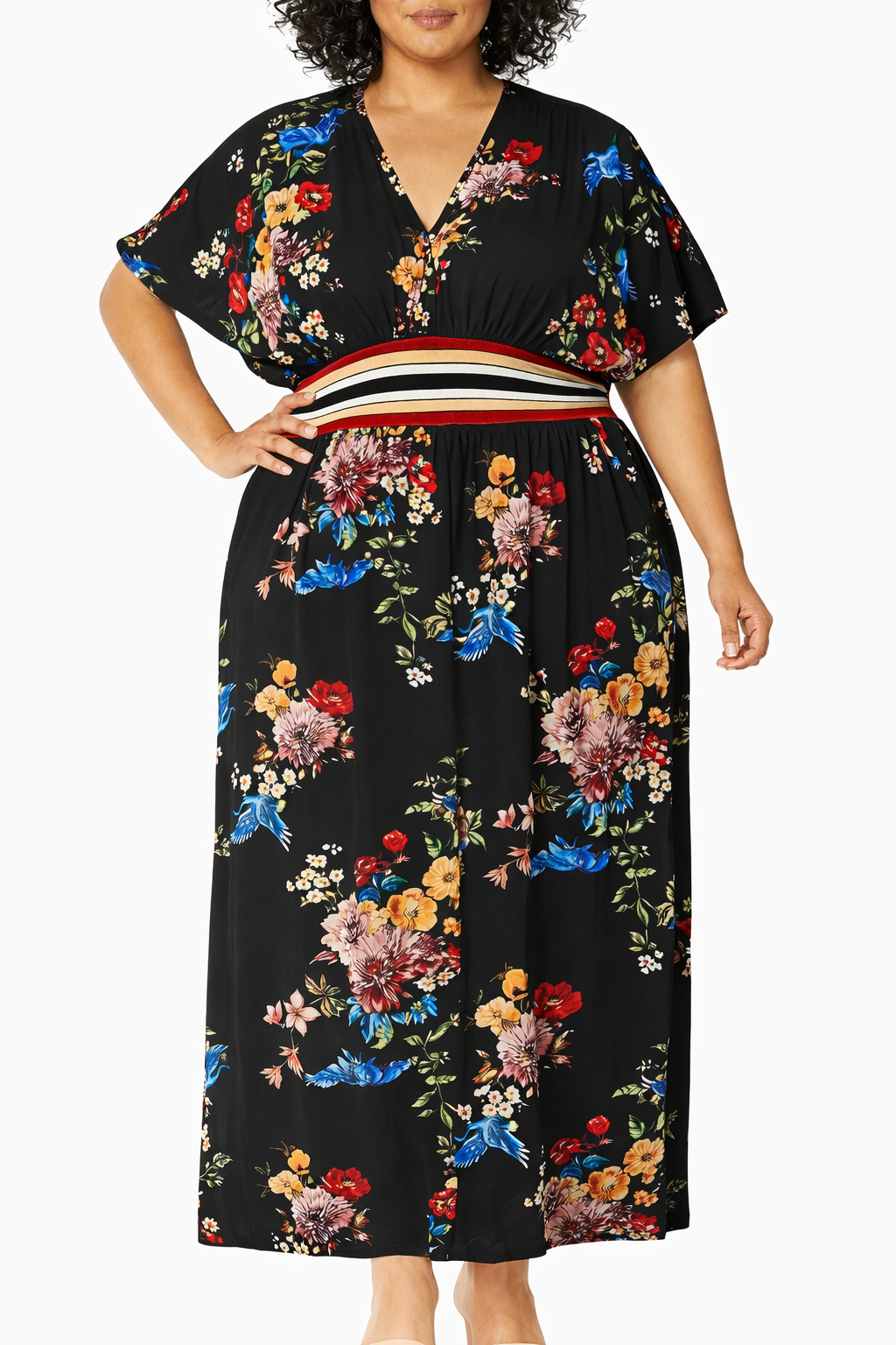 City Chic Women’s Avery Floral Maxi Dress Plus Size 20 L  V Neck Split Stuning
