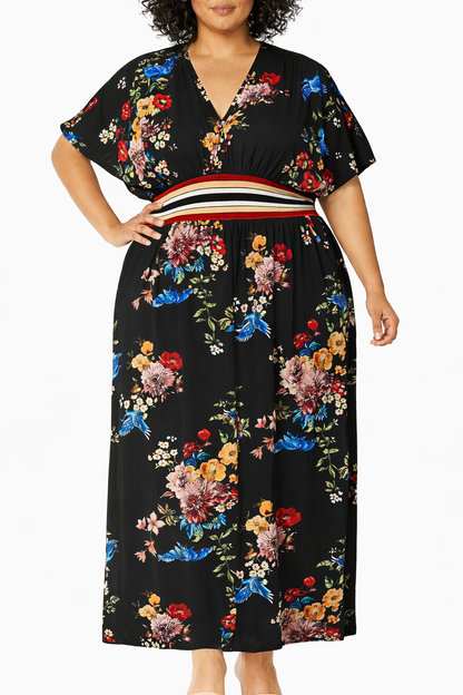 City Chic Women’s Avery Floral Maxi Dress Plus Size 20 L  V Neck Split Stuning