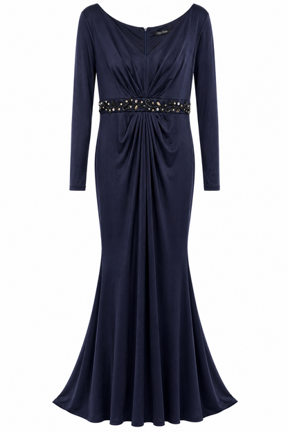 ✨ Ever Pretty Navy Sequin Lace Gown AU 16/18 Elegant Full Length Formal Dress ✨