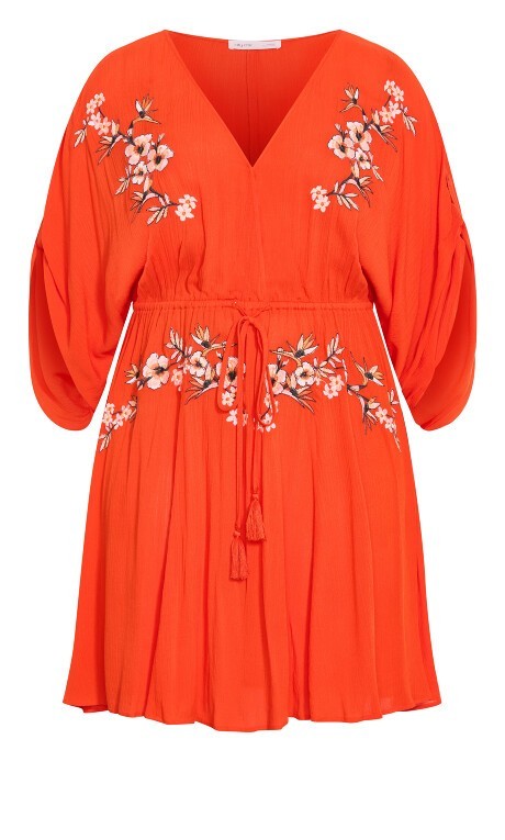 City Chic Seville Tunic Dress - tiger lily Plus Size L - 20 RRP $90