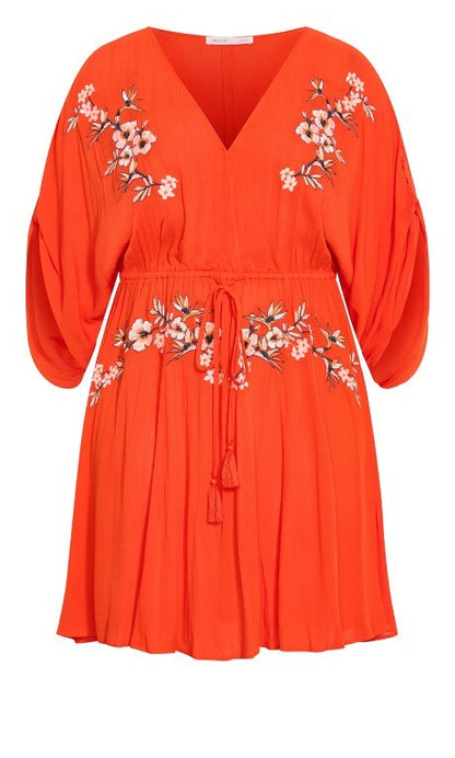 City Chic Seville Tunic Dress - tiger lily Plus Size L - 20 RRP $90