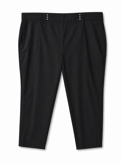 Autograph Black Pants Size 28 Full Length Stud Trim Stretch Plus NWT RRP $100