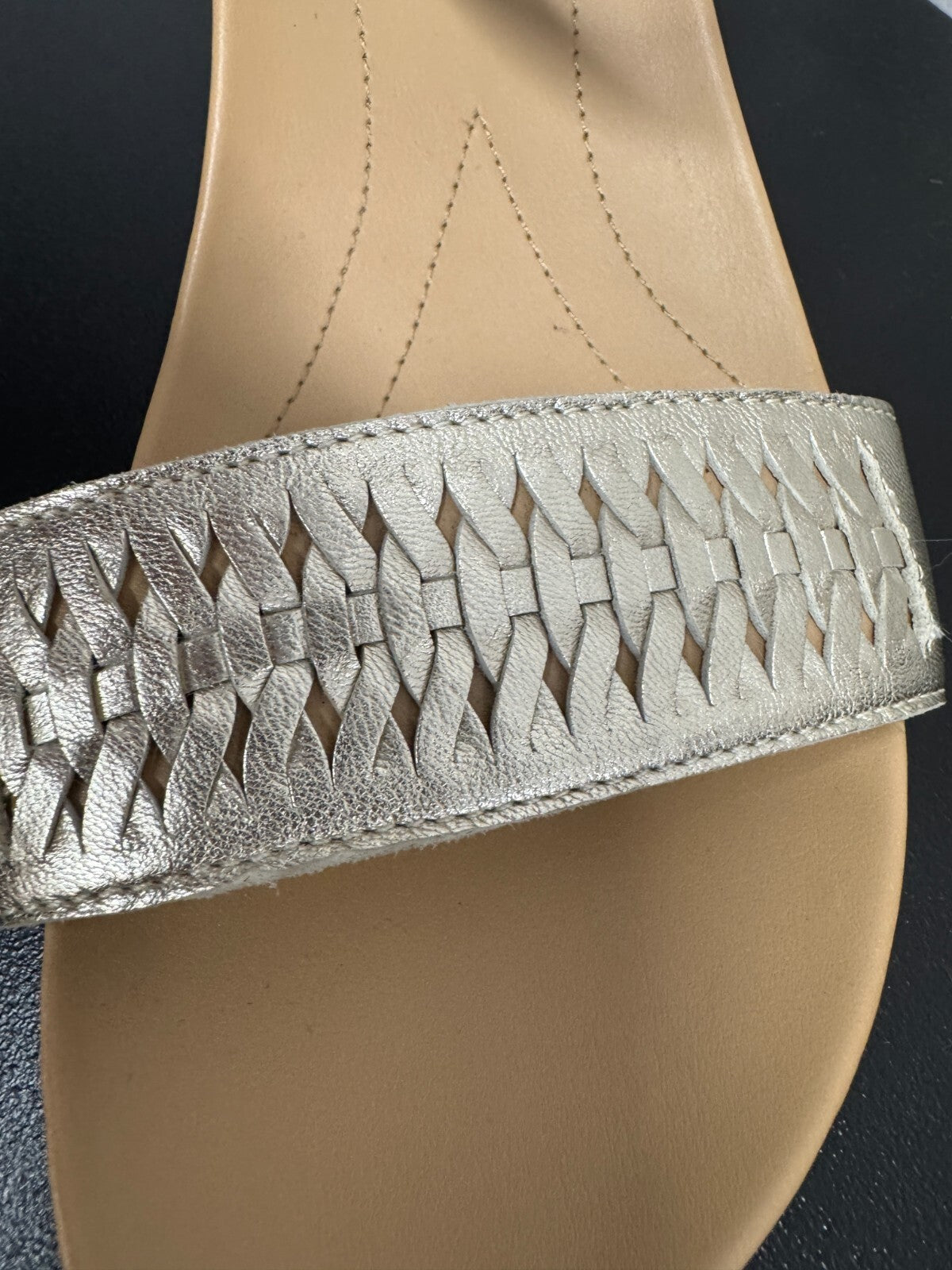 Women's Naturalizer Gold & Tan Leather Wedge Sandals size Au 10W/Eu40 NEW