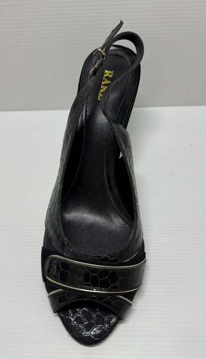 Black Patent Leather Shoes  Size 8 Aus Stunning as new with box and spare heels