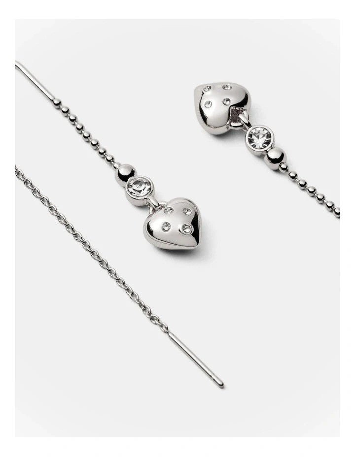 MIMCO Thread Heart Earrings 🖤 Silver 🖤 New with Tags and Dust Bag RRP $70