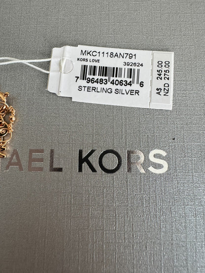 Michael Kors MK Heart Love Rose Gold Plated Silver Bracelet New RRP $245 Genuine