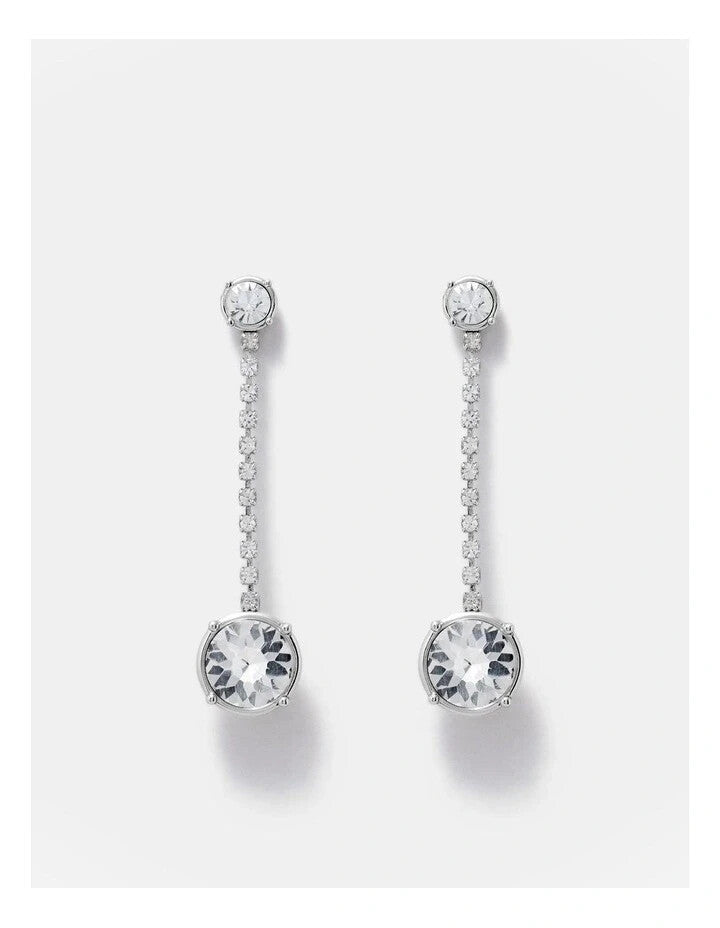 Mimco Sparkle Drop Earrings in Silver New *Genuine  RRP $99  Stunning + Dust Bag