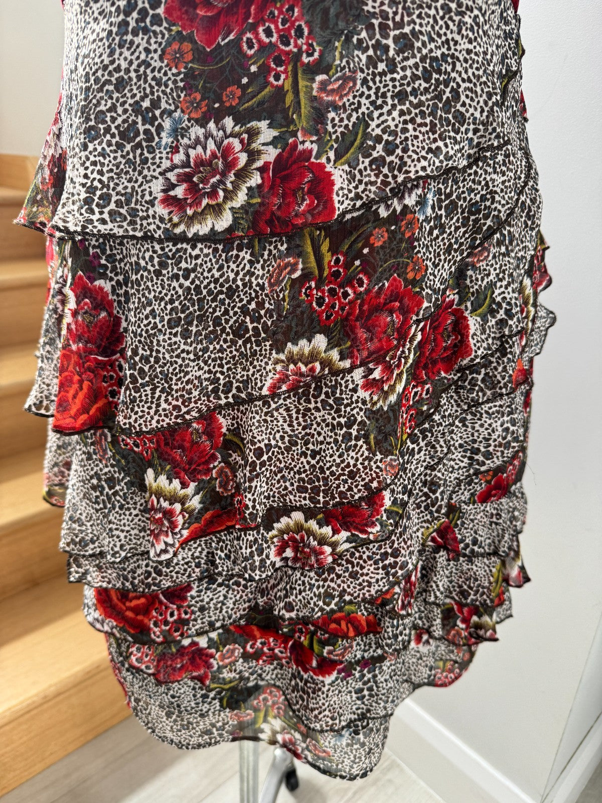 City Chic Strapless Floral Print Ruffle Party Dress Satin Lined XS PLUS  14