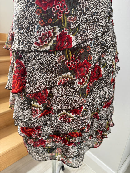City Chic Strapless Floral Print Ruffle Party Dress Satin Lined XS PLUS  14