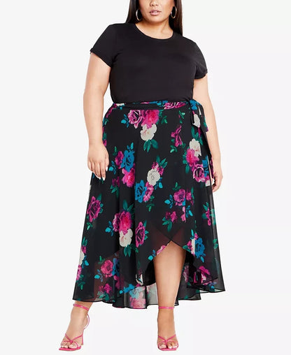 City Chic Michaela Print Wrap Skirt Women's Plus Size L 20 ⭐RRP $99⭐ As New