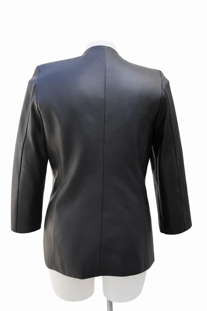 Vintage Dormeuil England Black Leather Studded Collar Jacket Women Rock Chic