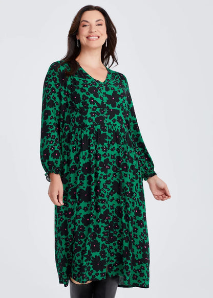 Taking Shape Natural Button Through Dress Flattering Midi  Plus Size 16 RRP $160