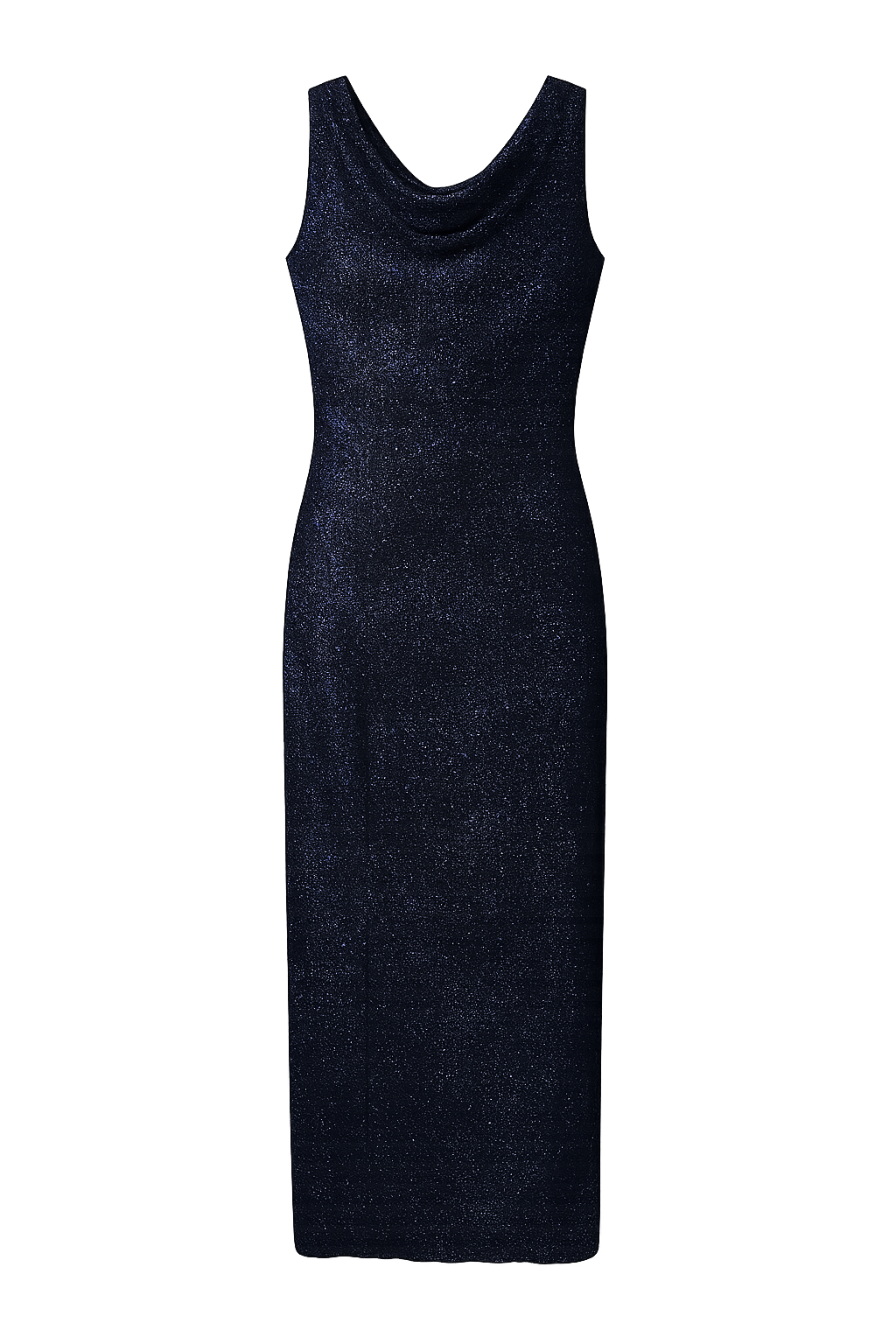 Navy Lurex Evening Maxi Dress Womens Size 14 Sparkle Formal Cowl Neck As New