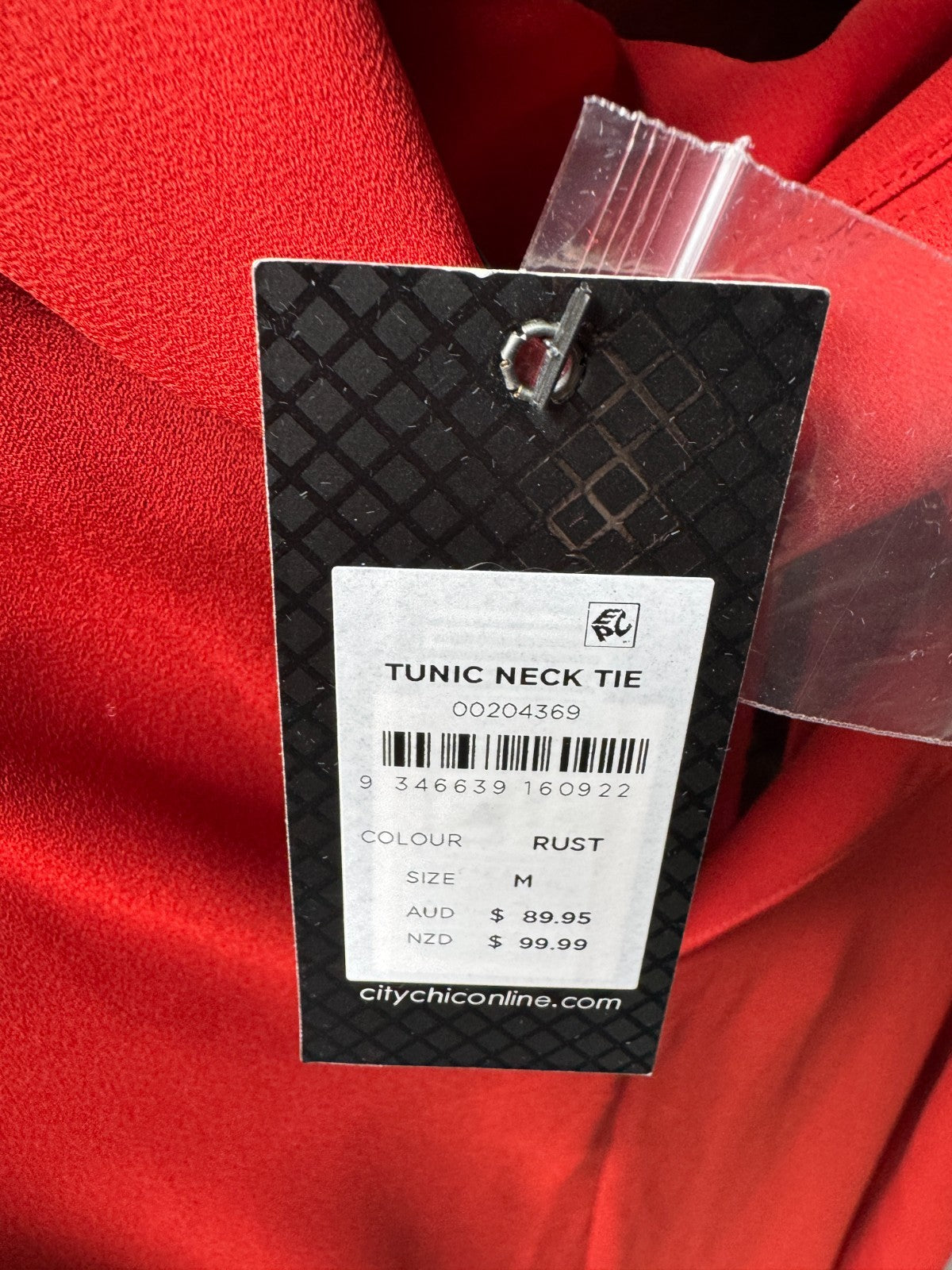 City Chic Tunic Shirt with Neck Tie Rust Plus Size M 18 RRP $90 NEW