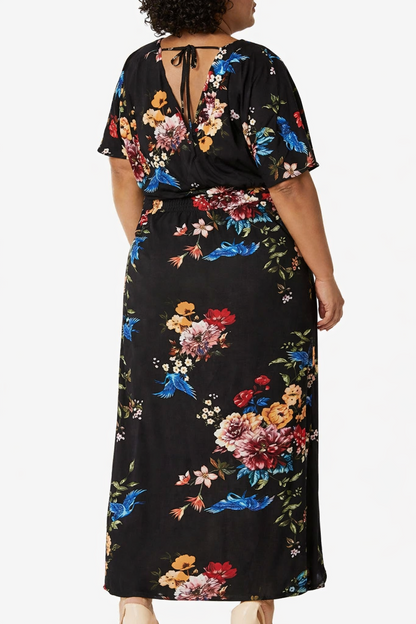 City Chic Women’s Avery Floral Maxi Dress Plus Size 20 L  V Neck Split Stuning