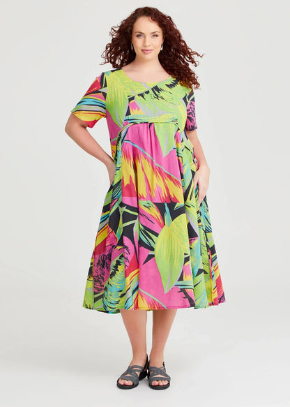 Taking Shape 100% Cotton Gauze Favourite Dress sze 14 in Pop Floral RRP $150 NEW