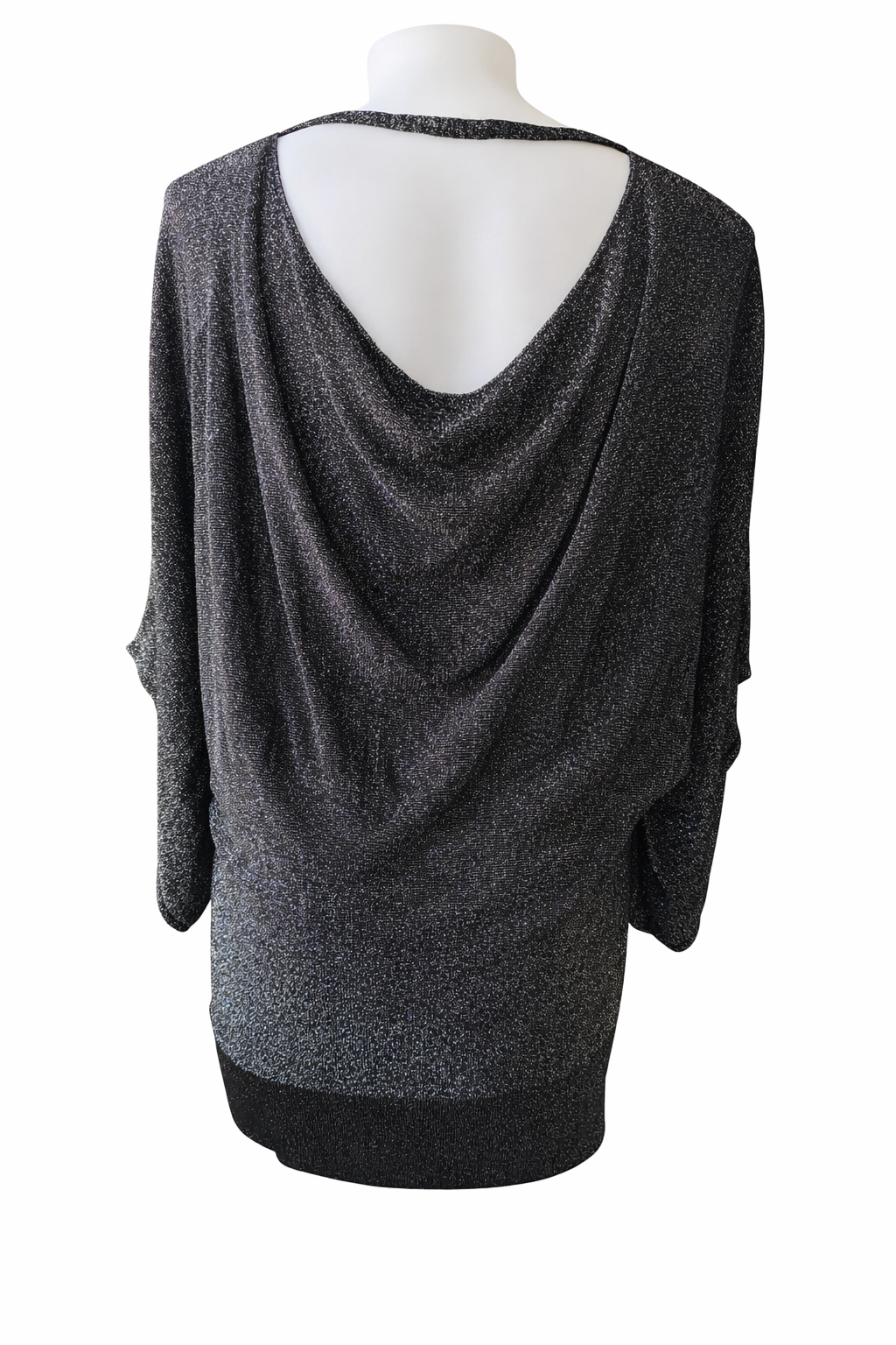 City Chic Black/Silver  Metallic Lurex Knit Top/Dress Size XL 22 Shimmer Party