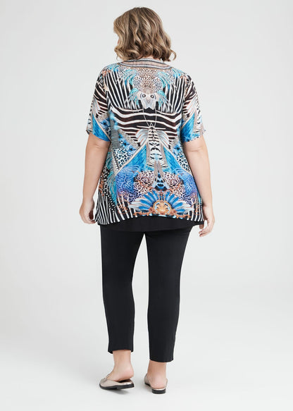 Taking Shape Natural Blues V-neck Kaftan Plus Size 14 New RRP 149